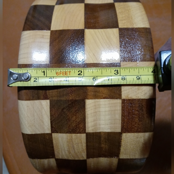 Wooden Checkered Nut Cracker Bowl - Picture 3 of 6